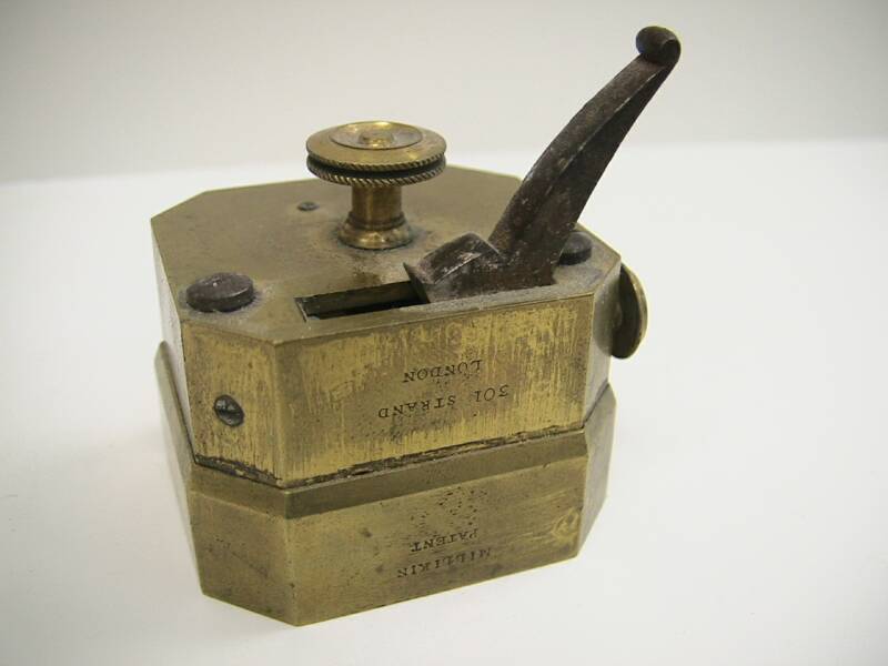 Brass 12 blade scarificator marked Miiliken patent, 301 Strand London.  This dates the piece to around 1822 in the firm run by John Milliken.